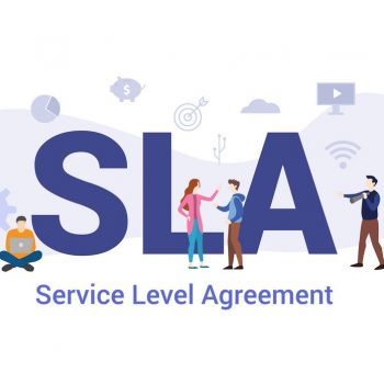 sla service level agreement concept with big word or text and team people with modern flat style - vector illustration